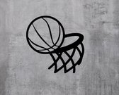 Djemzy - muurdecoratie woonkamer - wanddecoratie - hout - zwart - sport - Basketbal met ring - MDF 6 mm