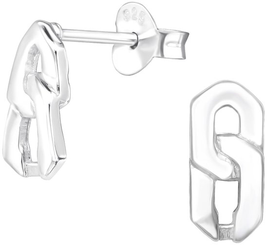 Joy|S - Zilveren link oorbellen - 5 x 11 mm - gourmet schakel oorknoppen - sterling zilver 925
