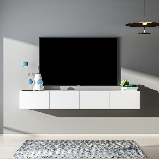 Skane Home TV meubel 200 cm Mat Wit met LED-verlichting