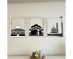 Set van Masjid Al Aqsa, Masjid Al-Haram, Masjid An-Nabawi - Islamitische Wanddecoratie - Ramadan Decoratie - Ramadan Versiering - Ramadan Cadeau - 30cm