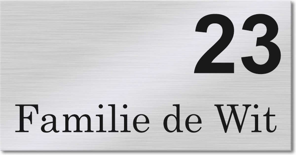 Kirinify - RVS Naambordje voordeur 12,5 x 6,5 cm met lasergravering - Zelf ontwerpen