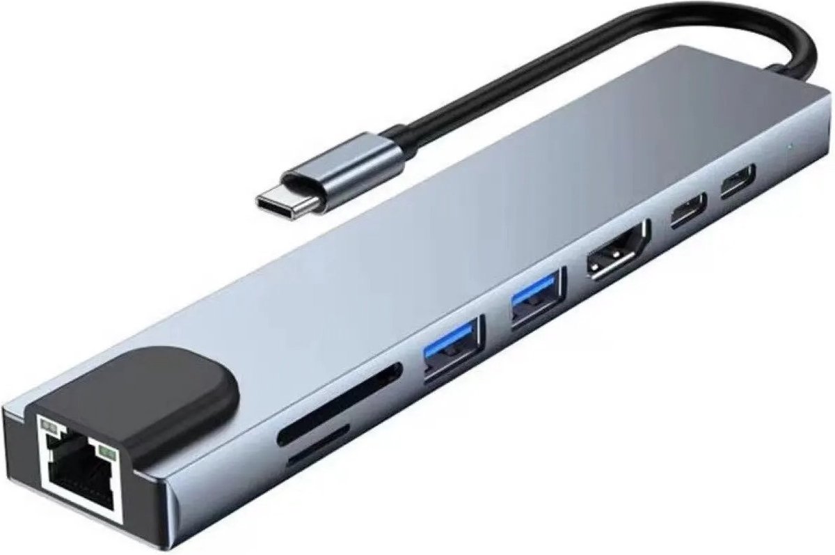 RM Enterprise USB-C Hub - USB-C Dock - usb c - Macbook - naar HDMI - 7 poorten - Grijs