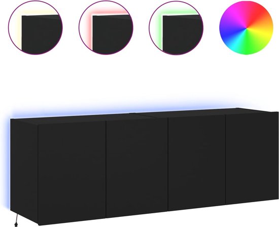 vidaXL-Tv-wandmeubels-met-LED-verlichting-2-st-60x35x41-cm-zwart