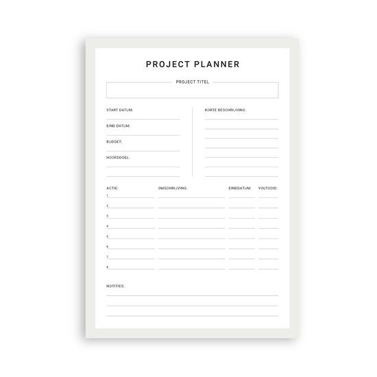 Planbooks - Project Planner - A4 - To Do - Deskplanner - Doelen Planner