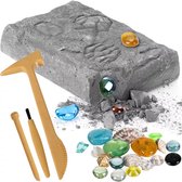 Playos® - Opgraven - Kristallen en Mineralen #1 - met Beitel, Hamer en Kwastje - Opgravingsset - STEM Speelgoed - Fossielen - Wetenschappelijk Speelgoed - Wetenschap en Techniek - Educatief