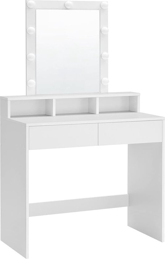 VASAGLE kaptafel make up tafel met spiegel en gloeilampen