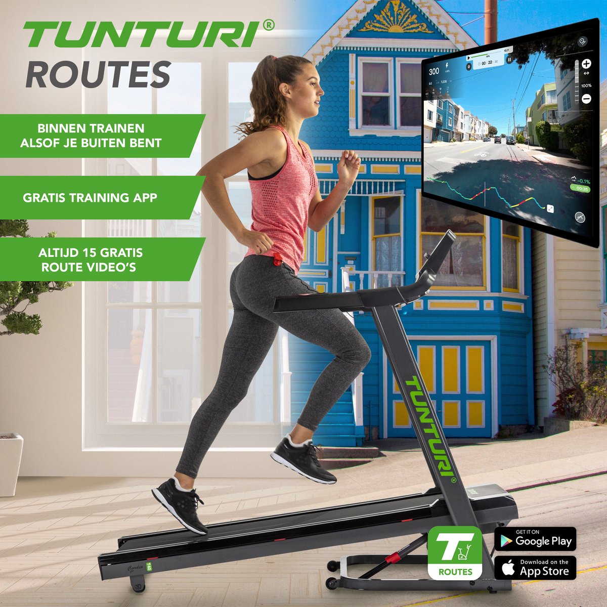 Afbeelding 3 van Tunturi Cardio Fit T40 Loopband - Inklapbaar - Hardloopband met Bluetooth - 41 trainingsprogramma's - Met elektronische hellingshoek - 1.0 tot 16 km/u - incl. trainings app