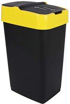 Afvalbak 60 Liter - Afvalemmer 60 Liter - Draaibaar deksel - Zwart|Geel