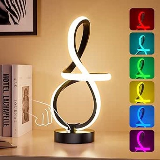 SHOP YOLO-bedlampje- LED Touch Dimmable-RGB Bedlamp Modern met 10 Modi-10W-Note Design Tafellamp Zwar