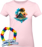 Dames t-shirt Palmboom Eiland | Toppers in Concert 2024 | Club Tropicana | Hawaii Shirt | Ibiza Kleding | Lichtroze Dames | maat M