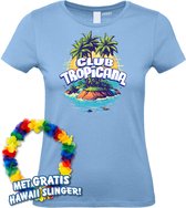 T-shirt Île Tropical Femme | Les meilleurs en concert 2024 | Club Tropicana | Chemise hawaïenne | Vêtements Ibiza | Dames bleu clair | taille M