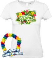 Dames t-shirt Aloha | Toppers in Concert 2024 | Club Tropicana | Hawaii Shirt | Ibiza Kleding | Wit Dames | maat XL