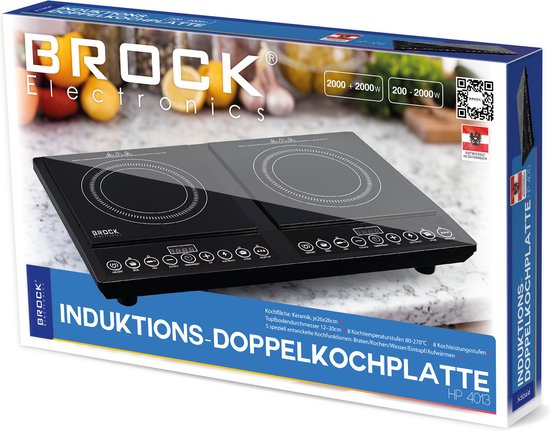 BROCK Electronics HP 4013 Inductiekookplaat - 2 pits - Vrijstaand - 2x 2000W - Brock Electronics