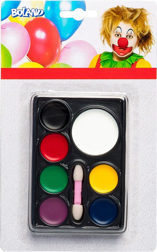 Boland - Palet schmink kind Clown - - Schmink palet - Carnaval, Themafeest, Halloween, Kinderfeestje - Clown - Circus