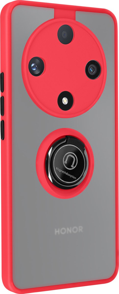 Avizar Case Geschikt voor Honor Magic 6 Lite 5G Metalen ringondersteuningsfunctie, Rood
