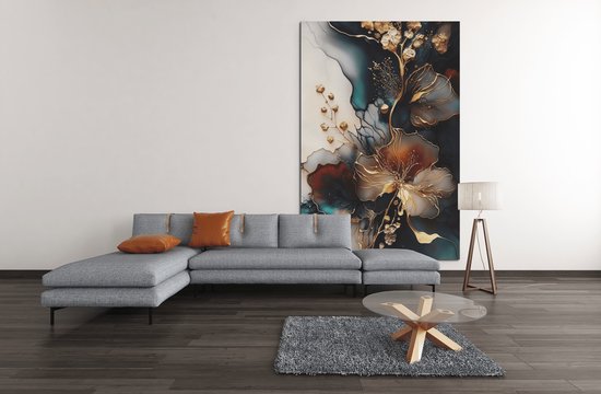 Canvas Schilderij Bloemen - Abstract - Bloem - Schilderijen - 60x40x2 cm