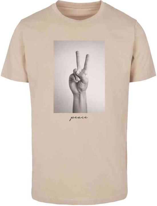 Mister Tee - Peace Sign Heren T-shirt - XS - Beige