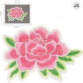 Applicatie Roze Bloem ca. 12 x 17 cm Opstrijkbaar