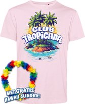 T-shirt Tropical Island | Toppers in Concert 2024 | Club Tropicana | Hawaii Shirt | Ibiza Kleding | Lichtroze | maat S
