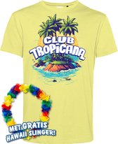T-shirt île Tropical | Les meilleurs en concert 2024 | Club Tropicana | Chemise hawaïenne | Vêtements Ibiza | Jaune pâle | taille XL