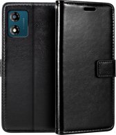 Portemonnee Bookcase Hoesje Geschikt voor: Motorola Moto E13 - Zwart