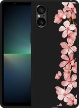 Cazy Hoesje Zwart geschikt voor Sony Xperia 5 V Flower Branch
