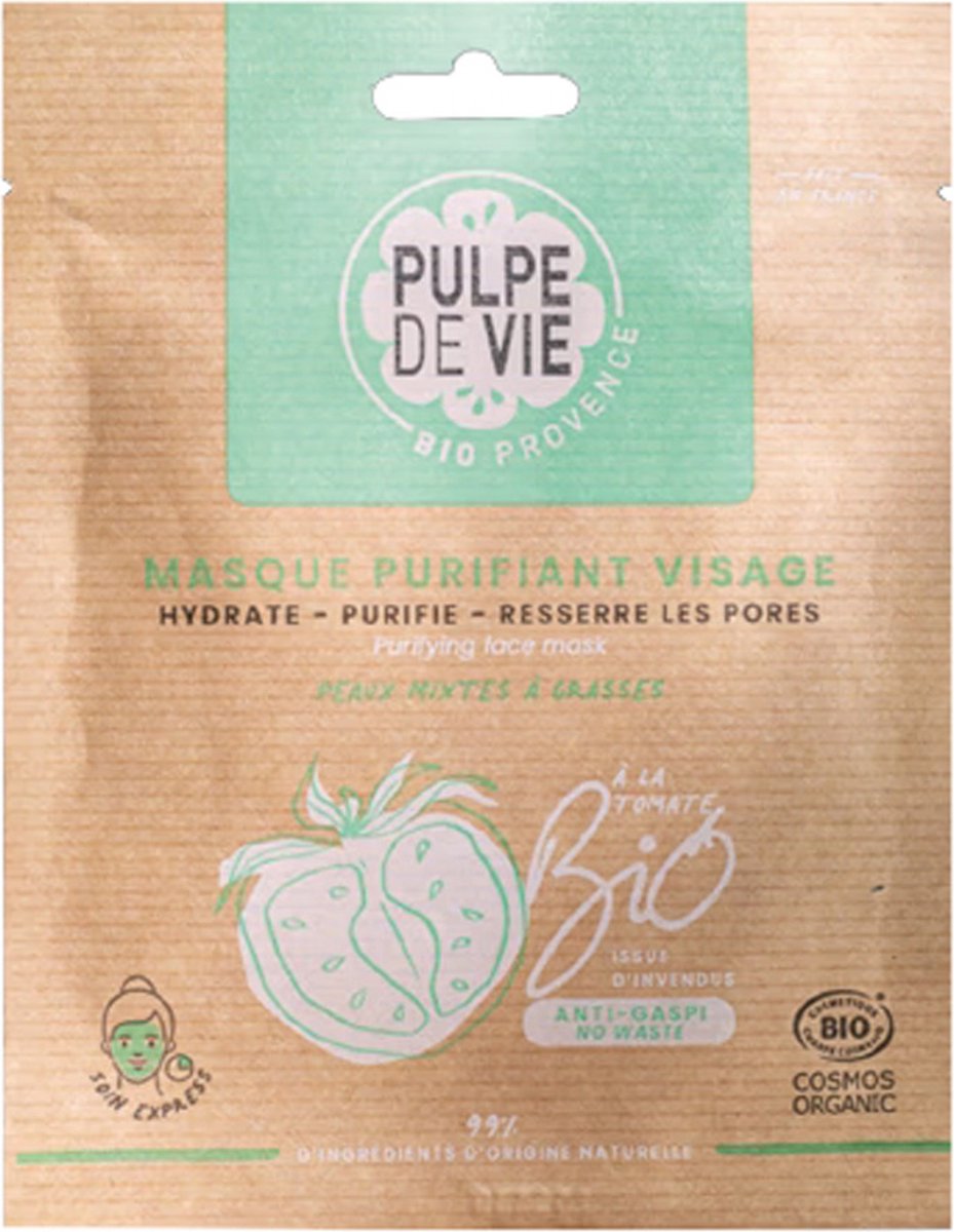 Pulpe de Vie Biologisch Piña Tomata Zuiverend Gezichtsmasker 1 Masker