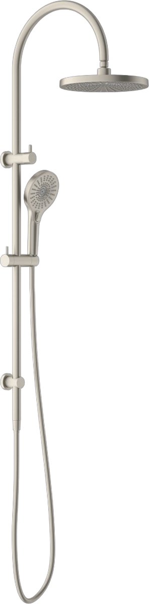 Owen & Finch Inbouw Doucheset Ø250 – Geborsteld Nikkel | Brushed Nickel – Messing – Regendouche & 3-standen Handdouche