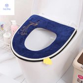Luxe Toiletbril Hoes - Zachte Toiletzitting - LuxeComfort Toiletbrilhoes - WC Bril Cover - Herbruikbaar wc bril hoes - blauw