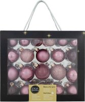 42 x Oneiro's Luxury Roze kerstballen – ø6 cm x 10 stuks - ø5 cm x 20 stuks - ø4 cm x 12 stuks- kerstbal - luxe verpakking – kerstcollectie – kerstdecoratie – kerstboomhanger – kerstversiering