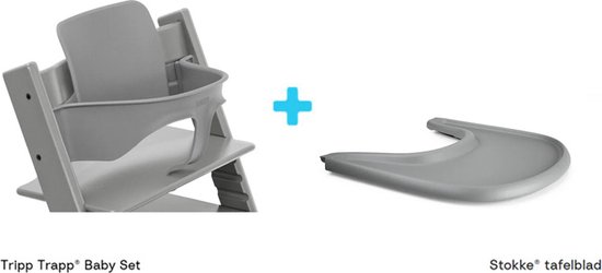 Bundel | Babyset en Tray - Storm Grey voor Stokke Tripp Trapp kinderstoel