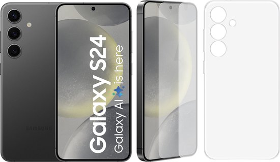 Samsung Galaxy S24 5G - 128GB + Clear Case + Screen Protector - Onyx Black