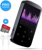 Nuvance - MP3 Speler met Touchscreen en Bluetooth - Incl. Oordopjes en 32GB SD Kaart - met Clip - Voice Recorder Digitaal - met FM Radio - Zwart