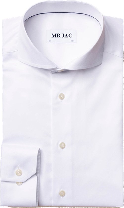 Mr Jac Dress Shirt Slimfit White Wide Spread Collar Poplin Maat 45