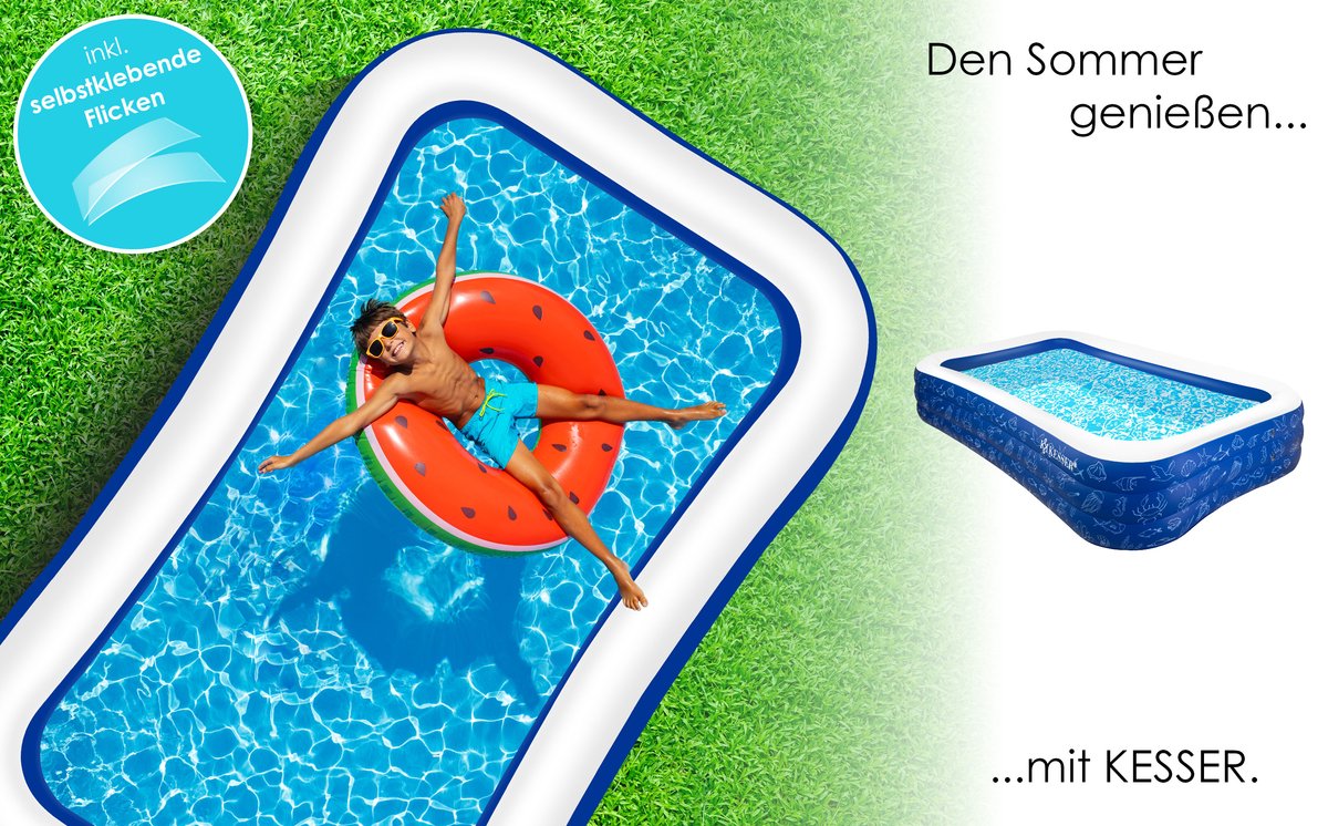 thumbnail: KESSER Opblaasbaar Familiezwembad 305x183x56 Cm - 1180 Liter - Kindvriendelijk Zomerzwembad