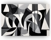 Abstraction noir et blanc - Tableaux abstraits sur toile - Tableaux sur toile noir et blanc - Décoration murale industrielle - Peintures sur toile - Décoration chambre - 60 x 40 cm 18mm