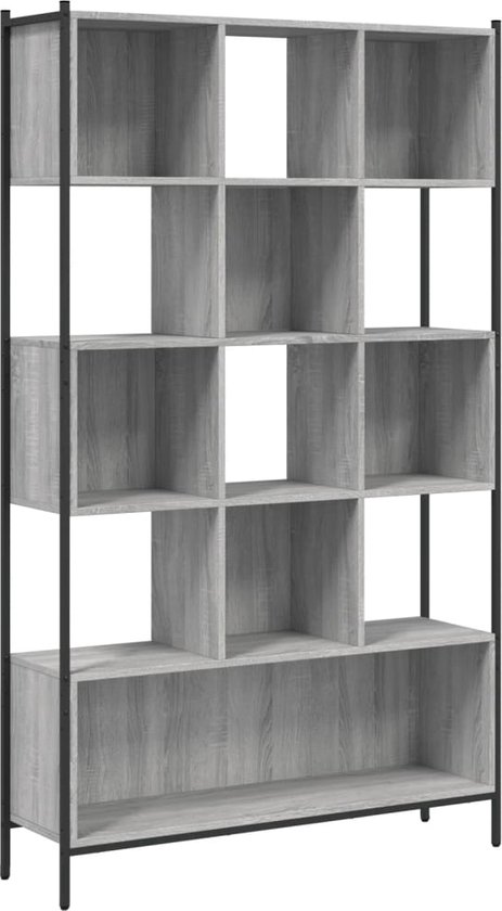 vidaXL - Boekenkast - 102x28x172 - cm - bewerkt - hout - grijs - sonoma - eikenkleurig