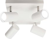 Ledvion LED plafondspot Wit 4-lichts, dimbaar, 5W, 6500K, kantelbaar, GU10 fitting, opbouwmontage, Witte lamp, vierkante lamp, verlichting, IP20, GU10 fitting, incl. GU10 lamp