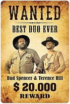 Bud Spencer en Terence Hill Wanted Best Duo Ever 3D-decoratiebord van plaatstaal meerkleurig, afmetingen: 20cm x 30cm, 300/T012
