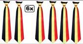 6x Cravate Belgique 42cm - Soirée à thème festival événement Belgian Party