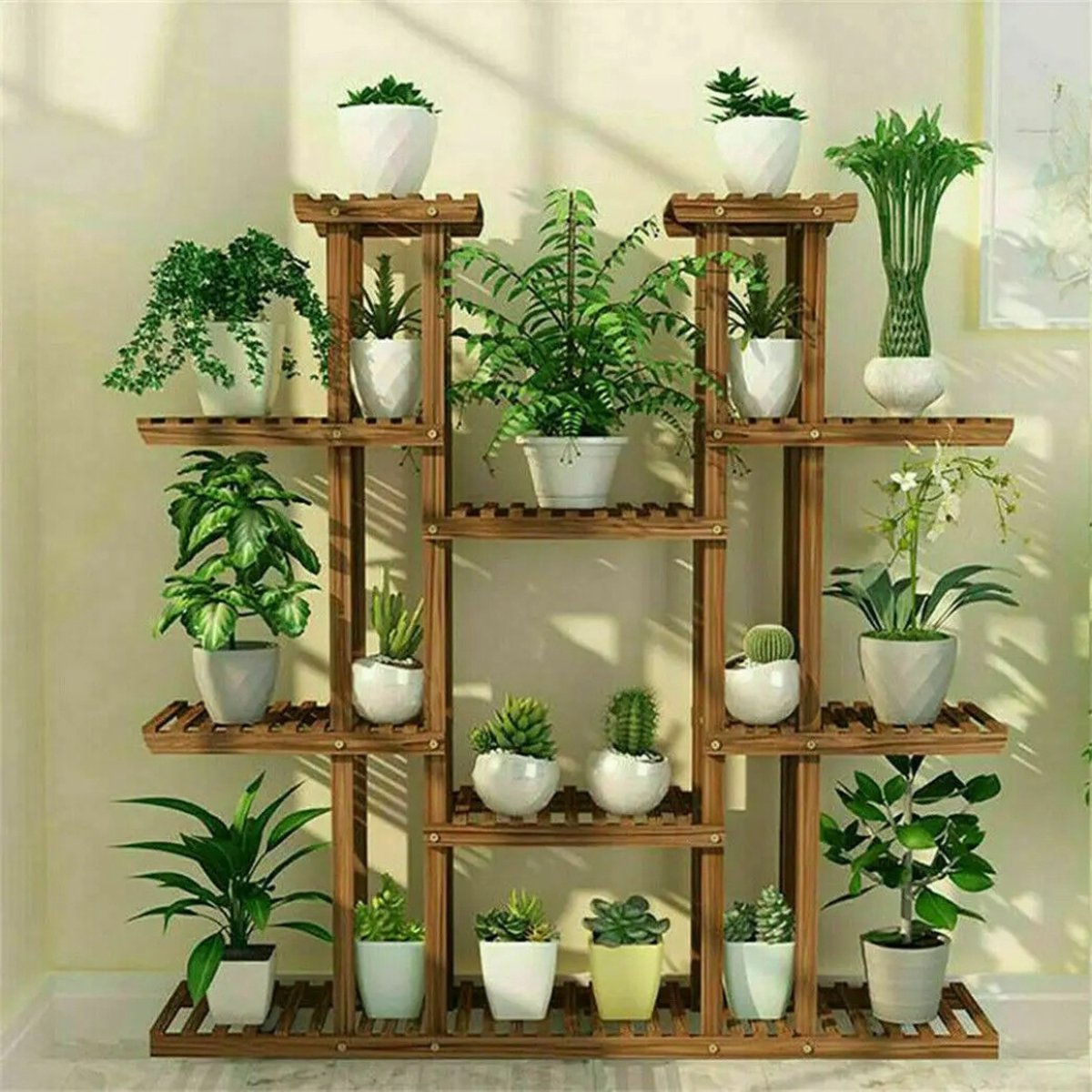 LooMar Plantenrek – Plantentafel – Plantenstandaard / Plantenhouder – Voor Binnen en Buiten – Hout - Bruin