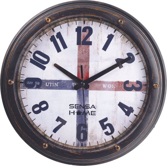 Sensahome Wandklok Utin - Klassieke Wandklok met Stille uurwerk - Landelijke design - 30cm
