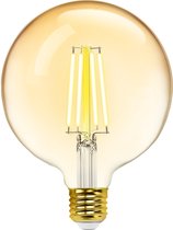 LED Lamp - Smart LED - Aigi Rixona - Bulb G125 - 6W - E27 Fitting - Slimme LED - Wifi LED + Bluetooth - Aanpasbare Kleur - Amber - Glas