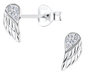 Joy|S - Zilveren vleugel oorbellen - engelen vleugeltjes oorknopjes voor kinderen - 4 x 9 mm