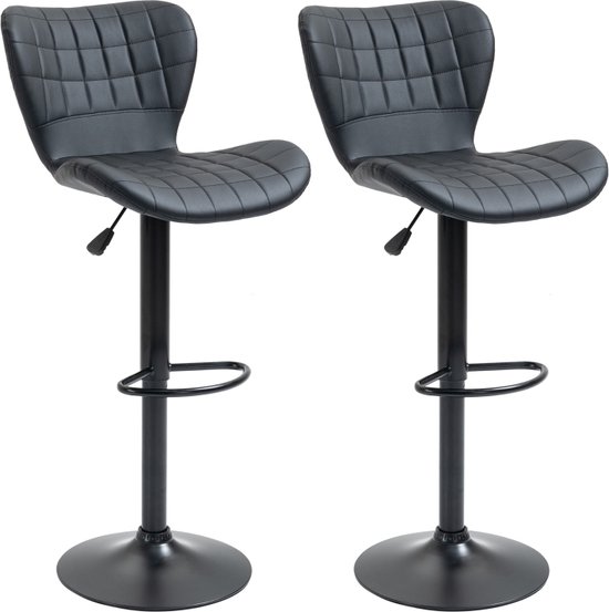 IntimaTe WM Heart Barkrukken Set Van 2, Verstelbare Ontbijt Keuken Faux Lederen Barkrukken Moderne Eetkamer Crescent Vormige Barstoelen Grijs