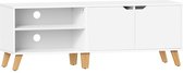 Signature Home Bambi Tv Kast met 2 deuren - TV-meubel - Kast voor tv's tot 60" - tv-kast met verstelbare planken - industrieel - Wit - 40 x 140 x 50 cm