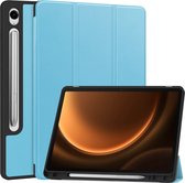 Hoes Geschikt voor Samsung Galaxy Tab S9 FE Hoes Luxe Hoesje Case Met Uitsparing Geschikt voor S Pen - Hoesje Geschikt voor Samsung Tab S9 FE Hoes Cover - Lichtblauw