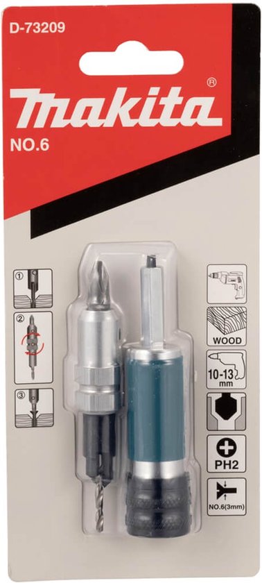 Makita verpakking met quad driver bit set.