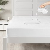 Molton imperméable 200x200cm - 30 jours Test sommeil - Drap housse éponge - Antibactérien - Elastique tout autour - Protège matelas Incontinence - Wit