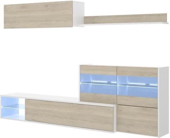 Laag Dressoir Met 2 Deuren - Bloemmotief - Spaanplaat - Voor Woonkamer Badkamer Wit 75 X 40 X 90 Cm